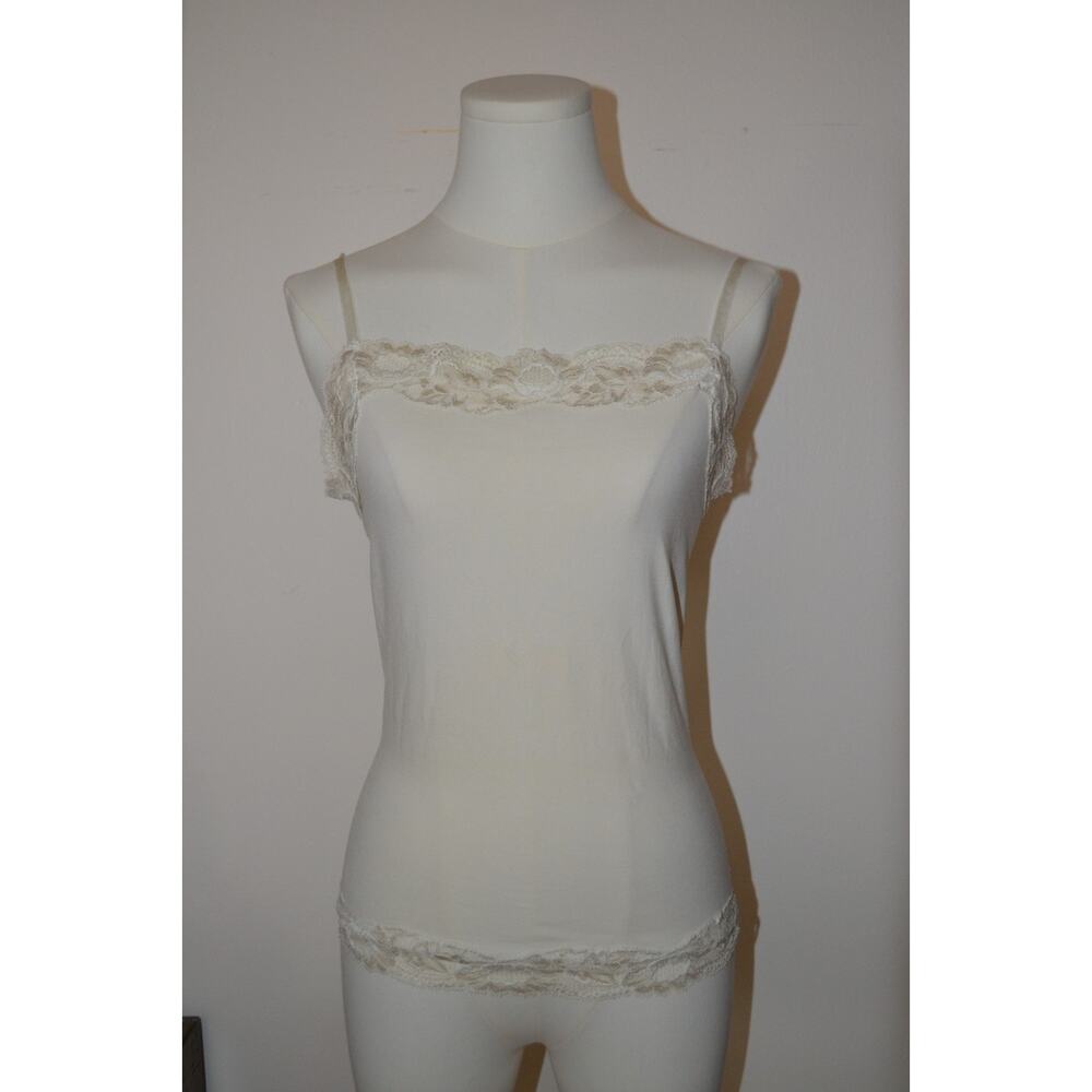 Y2K Style White Lace Trim Square Neck Camisole Tank Top Size M Layering